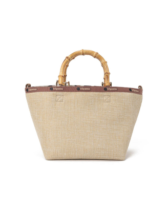 라피아 내추럴 스몰 뱀부 토트백