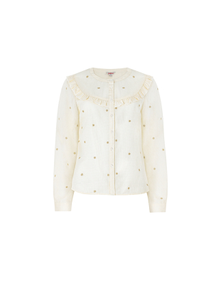 프릴 버튼 블라우스 슈팅 스타