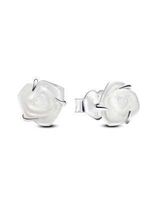 화이트 로즈 인 블룸 스터드 이어링