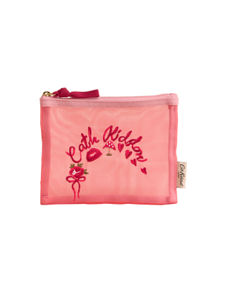 핑크 메쉬 파우치 - 플레인