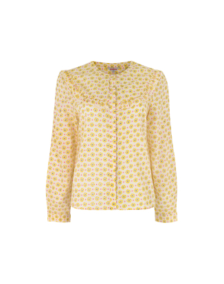 프릴 버튼 블라우스 데이지 스타