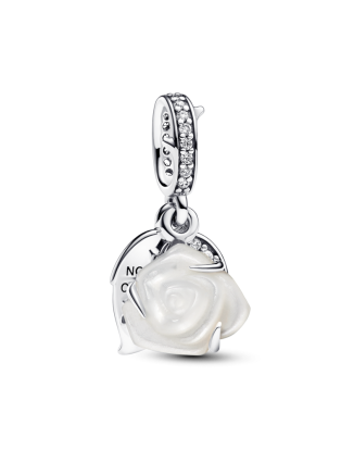 화이트 로즈 인 블룸 더블 댕글 참