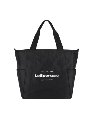 투웨이 내추럴 레오파드/블랙 라지 리버시블 포켓 토트백