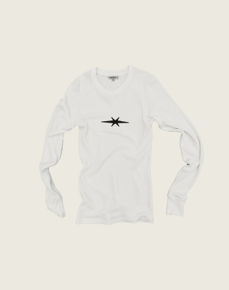 와플 니트 롱 슬리스 로고 티