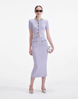 라일락 엠벨레시드 니트 탑