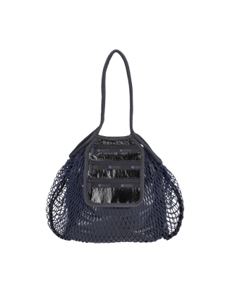 피쉬넷 블랙 호일 미디움 토트백