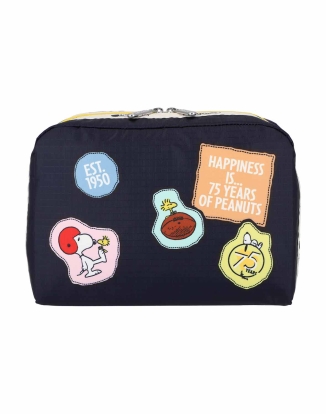 피너츠 패치워크 코스메틱 엑스라지 렉탱귤러 코스메틱 파우치
