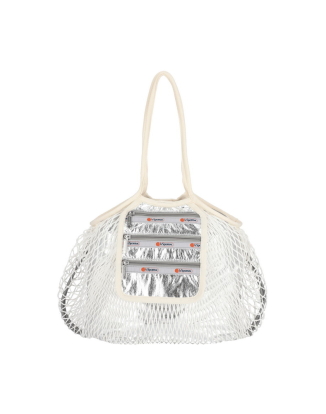 피쉬넷 실버 호일 미디움 토트백