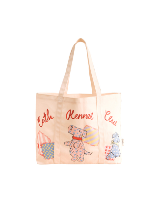 코튼 라지 토트백 - 도그 패치워크