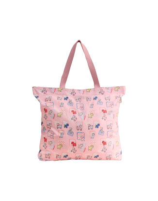 라지 폴더웨이 토트 - 도그 패치워크