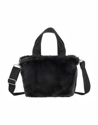 블랙 플러피 퍼 E/W 토트백