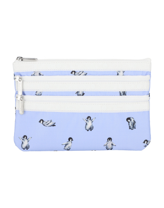 쁘띠 펭귄 화이트 쓰리집 코스메틱 파우치