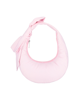 핑크 보우 크레센트 숄더백