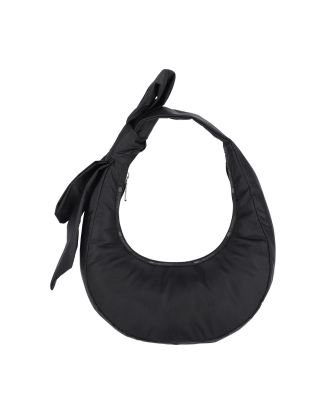 블랙 보우 크레센트 숄더백