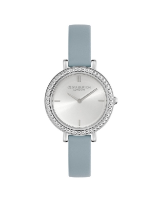 빈티지 비드 실버&블루 레더