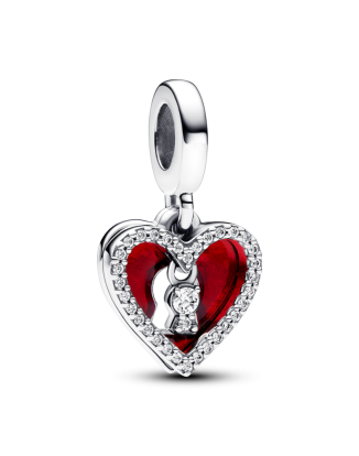 레드 하트 & 키홀 더블 댕글 참