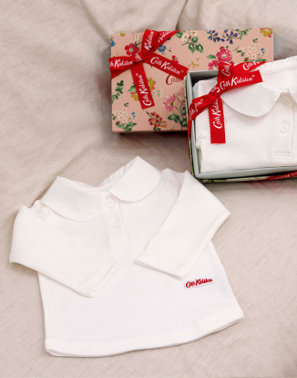 롱슬리브 베이비 라운드 카라티 화이트