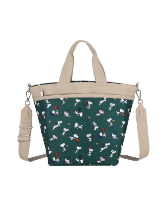 스누피 앤 우드스톡 그린 버켓 토트백