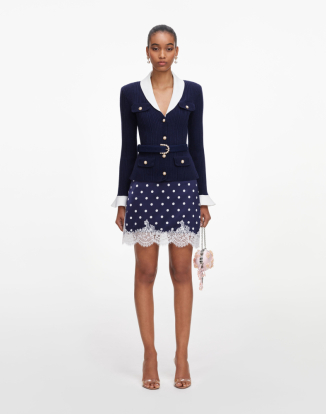 네이비 리브 니트 가디건