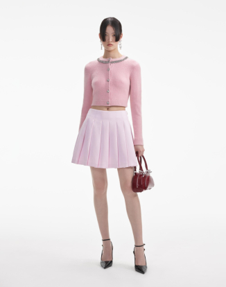 핑크 엠벨레시드 카디건