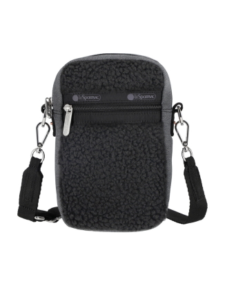 블랙 데님/블랙 셰르파 폰 크로스바디