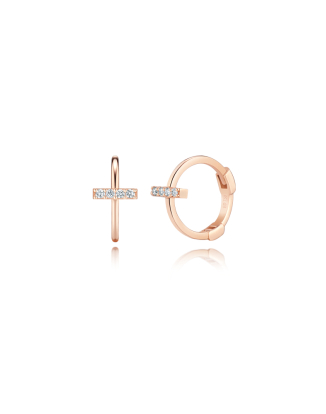 Petit Dia. 쁘띠 다이아몬드 T링 후프 귀걸이