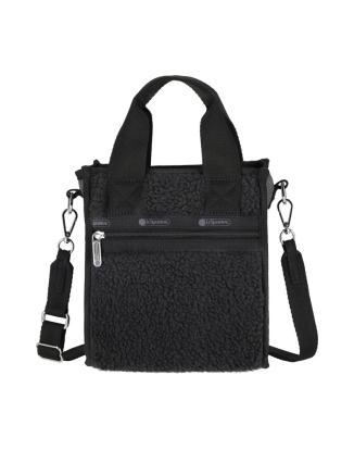 블랙 데님/블랙 셰르파 미니 N/S 토트백