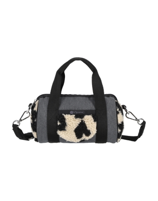 블랙 데님/레오파드 셰르파 롤 백