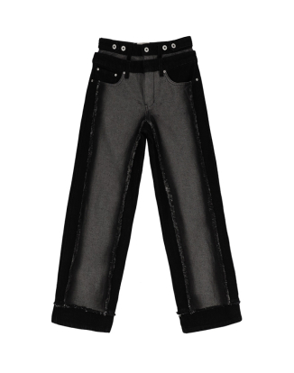 로우 에지 패치워크 트라우저