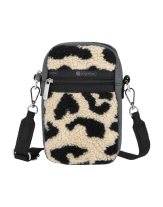 블랙 데님/레오파드 셰르파 폰 크로스바디