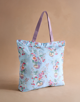 라지 폴더웨이 토트 - 블루 셸 부케