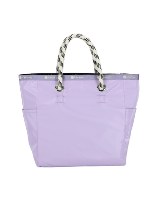 라일락/블랙 샤인 미디움 투웨이 토트백