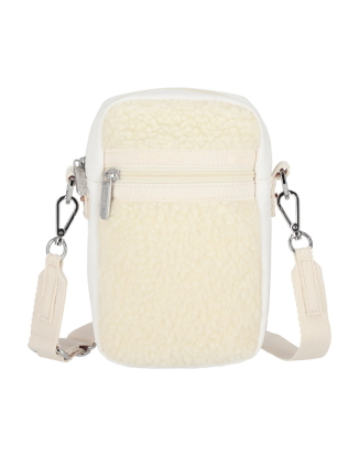 화이트 데님/크림 셰르파 폰 크로스바디