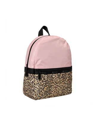 레오파드 레인 핑크 스몰 캐리어 백팩