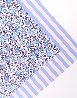 양면 포장지 - 스트로베리 가든 & 블루 스트라이프 10매