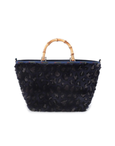 미드나잇 레오파드 퍼 미디움 뱀부 토트백