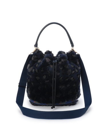 미드나잇 레오파드 퍼 미디움 드로우스트링 숄더백