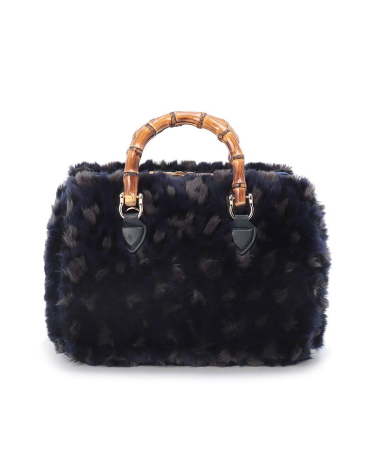 미드나잇 레오파드 퍼 미디움 뱀부 보스턴백