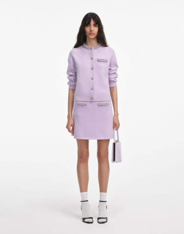 라일락 크리스탈 트림 니트 스커트