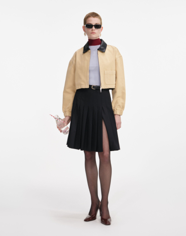 베이지 데님 크롭 재킷