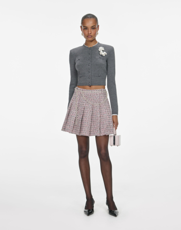 그레이 크로셰 플라워 가디건