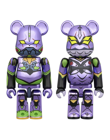 100% BE@RBRICK Evangelion Unit-01 Chrome Ver. & Mark.13 Chrome Ver. 2PCS Set