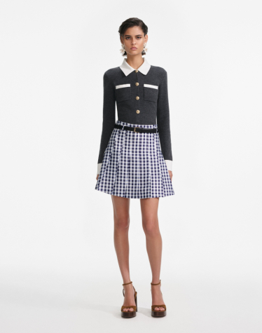 그레이 콘트라스트 카라 가디건