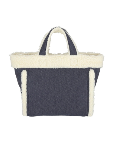 미디움 데님 워시/셰르파 스몰 투웨이 토트백