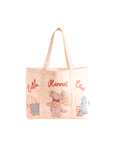 코튼 라지 토트백 - 도그 패치워크