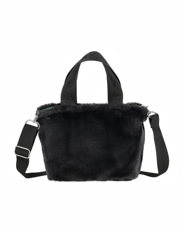 블랙 플러피 퍼 E/W 토트백