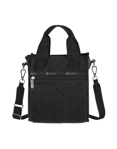 블랙 데님/블랙 셰르파 미니 N/S 토트백