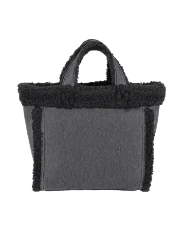 블랙 데님/블랙 셰르파 스몰 투웨이 데님 토트백