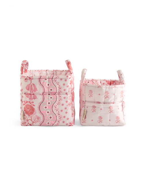 퀼티드 스토리지 백 2개 세트 - 스피탈필즈 실크