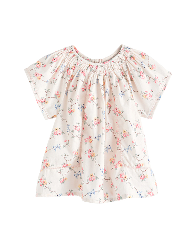 앤젤 슬리브 코튼 블라우스 - 미니 로즈 앤 보우